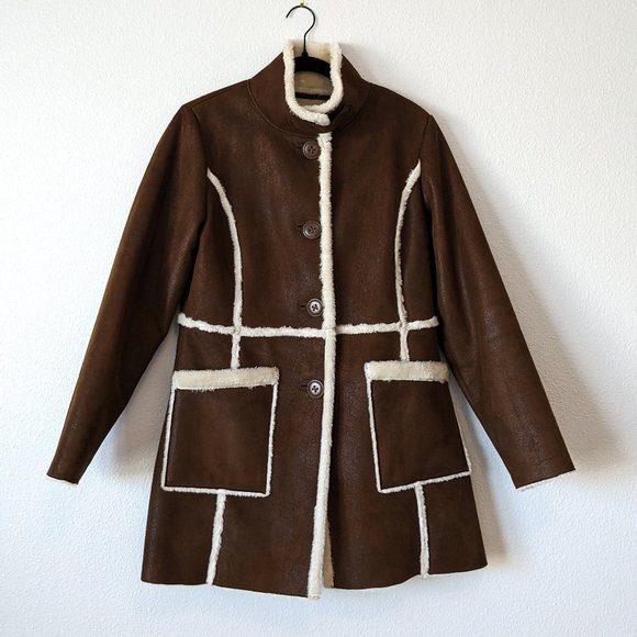 Ruff Hewn Jackets & Blazers - RUFF HEWN Faux Suede Sherpa Lined Car Coat Sz M